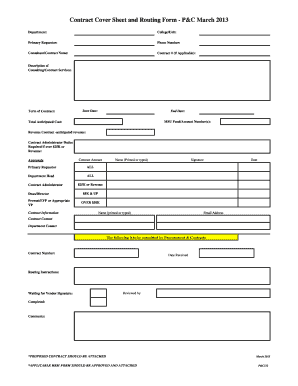 Contract Cover Sheet  Form