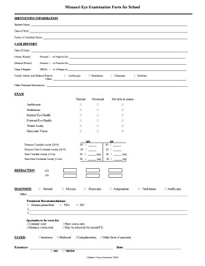  Eye Exam Form 2008