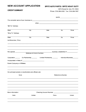 Spitz Account  Form