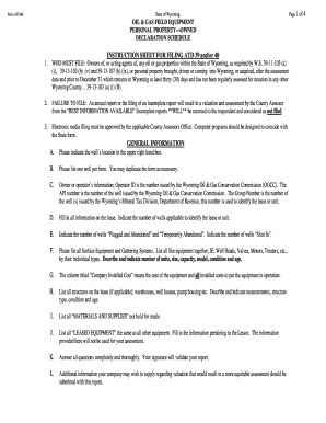 Form ATD40 State of Wyoming, Page OIL &amp; GAS FIELD EQUIPMENT