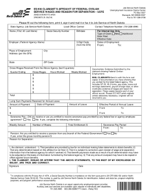  Claimants Affidavit of Federal Civilian Service Wages and Reason 2014