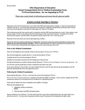 School Transportation Driver Medical Examination Form