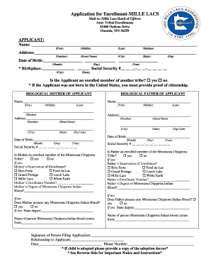 Mille Lacs Band of Ojibwe Enrollment  Form