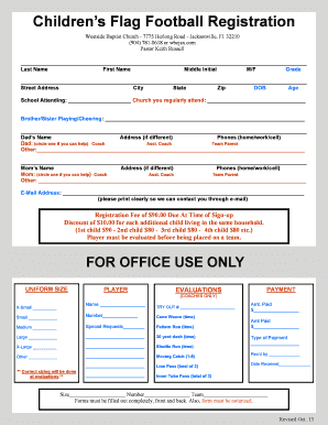 Youth Football Registration Form Template