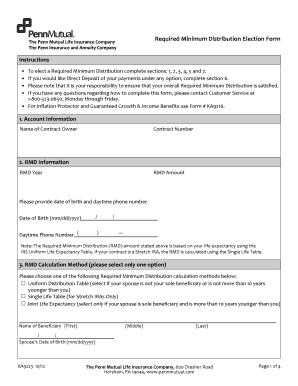 Required Minimum Distribution Election Form Penn Mutual Life