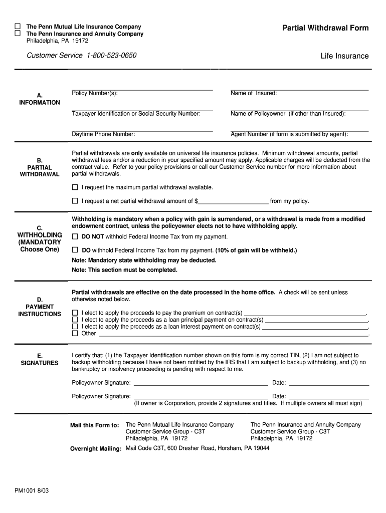  Penn Mutual Forms 2003-2024