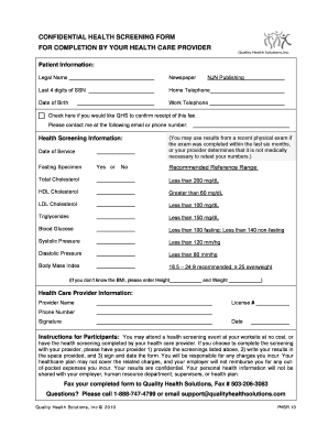 Health Screening Form