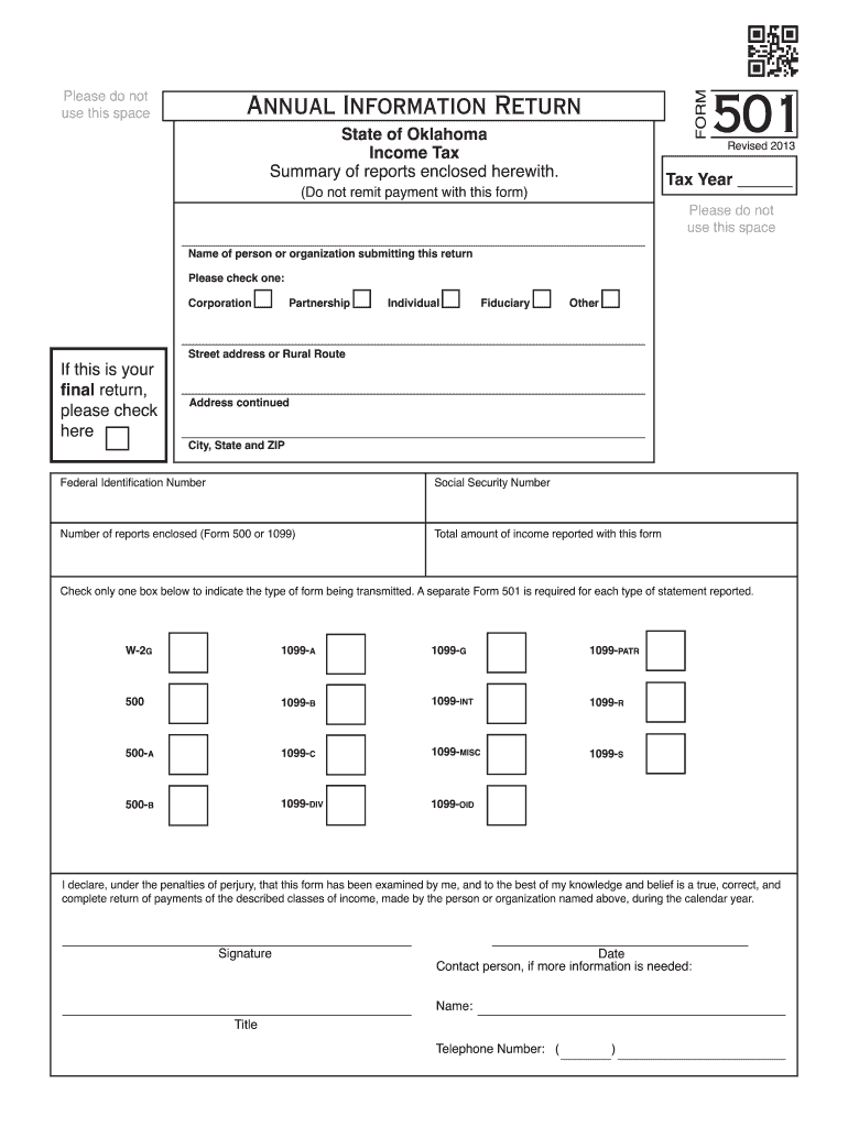  Form 501 Oklahoma 2013