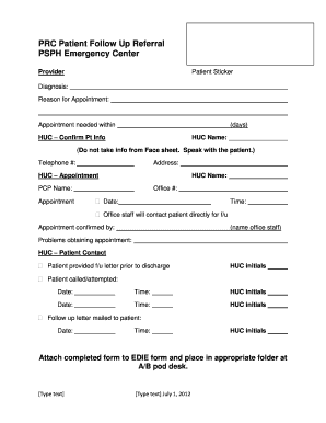 Patient Follow Up Template  Form