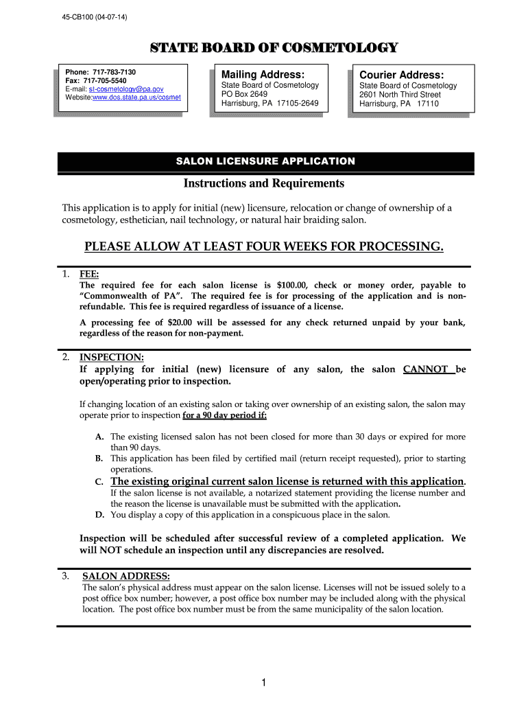  STATE BOARD of COSMETOLOGY Enterprise Portal Information Portal State Pa 2016