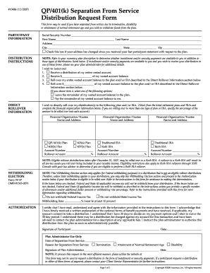 QP401k Separation from Service Distribution Request Form Montereywealth