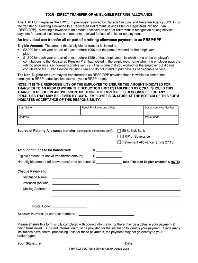  Td2 Form 2003-2024