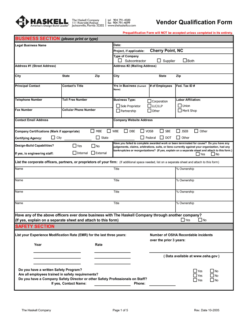 Vendor Qualification Form  Ncmbc