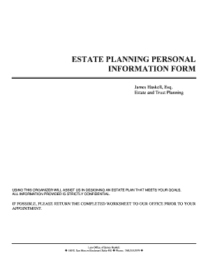 ESTATE PLANNING PERSONAL INFORMATION FORM