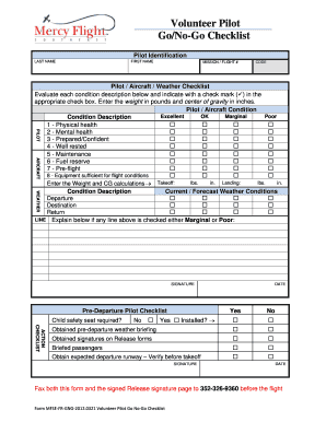 Pilot Checklist Example  Form