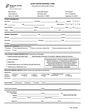 Sleep Center Referral Form National Jewish Health Nationaljewish