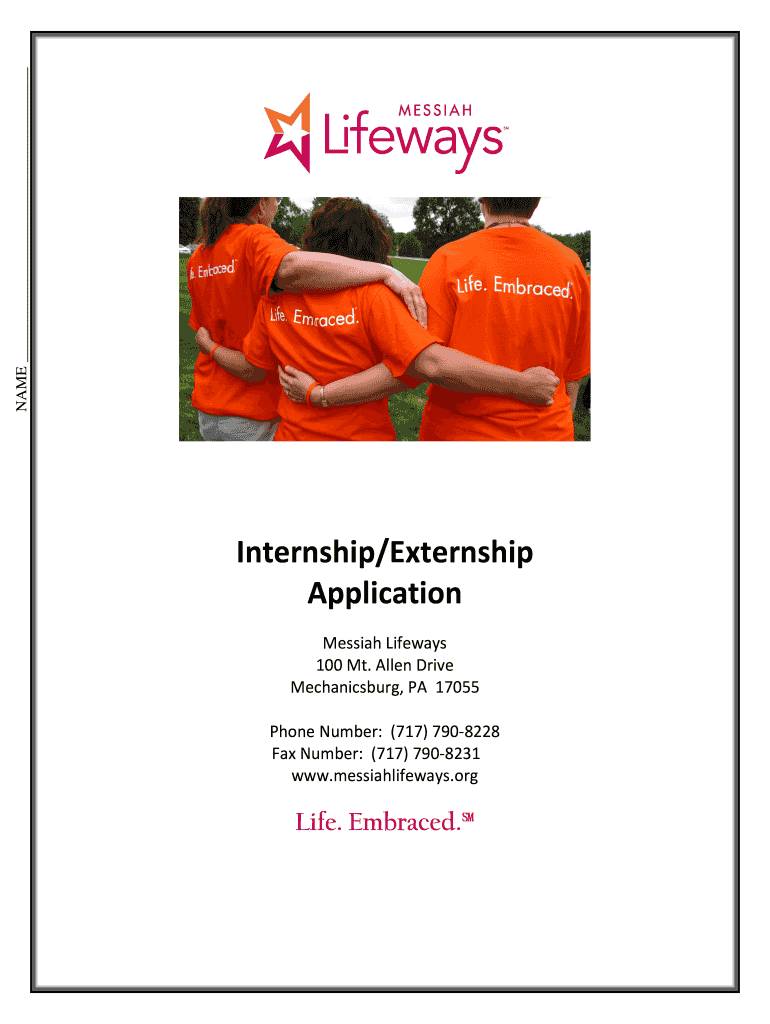 InternshipExternship Application  Messiah Lifeways  Messiahlifeways  Form