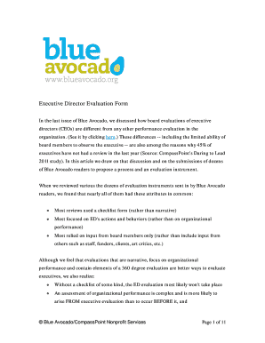 Blue Avocado Executive Director Evaluation  Form