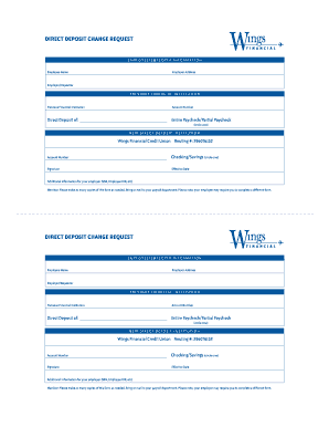 Wings Financial Direct Deposit Form