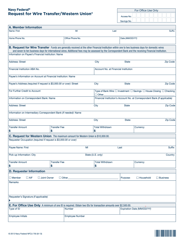 Navy Federal Western Union  Form