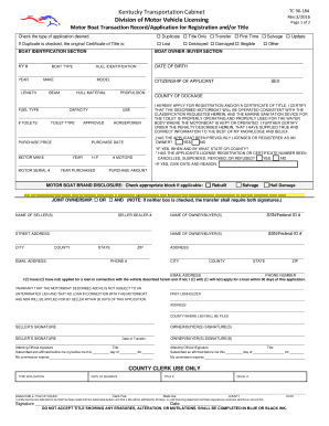 Kentucky Transportation Cabinet TC 96 184 Division of Transportation Ky  Form