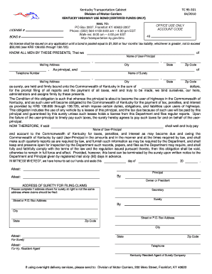 TC 95 201 Kentucky Transportation Cabinet Transportation Ky  Form