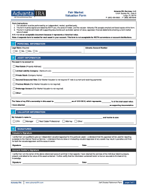 Fair Market Valuation Form Advanta IRA