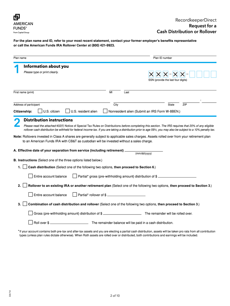 American Funds Rollover Form