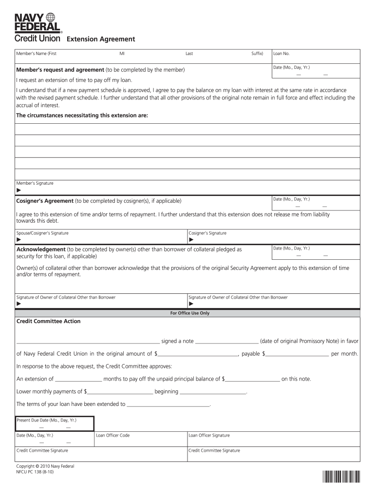 Navy Federal Loan Extension  Form
