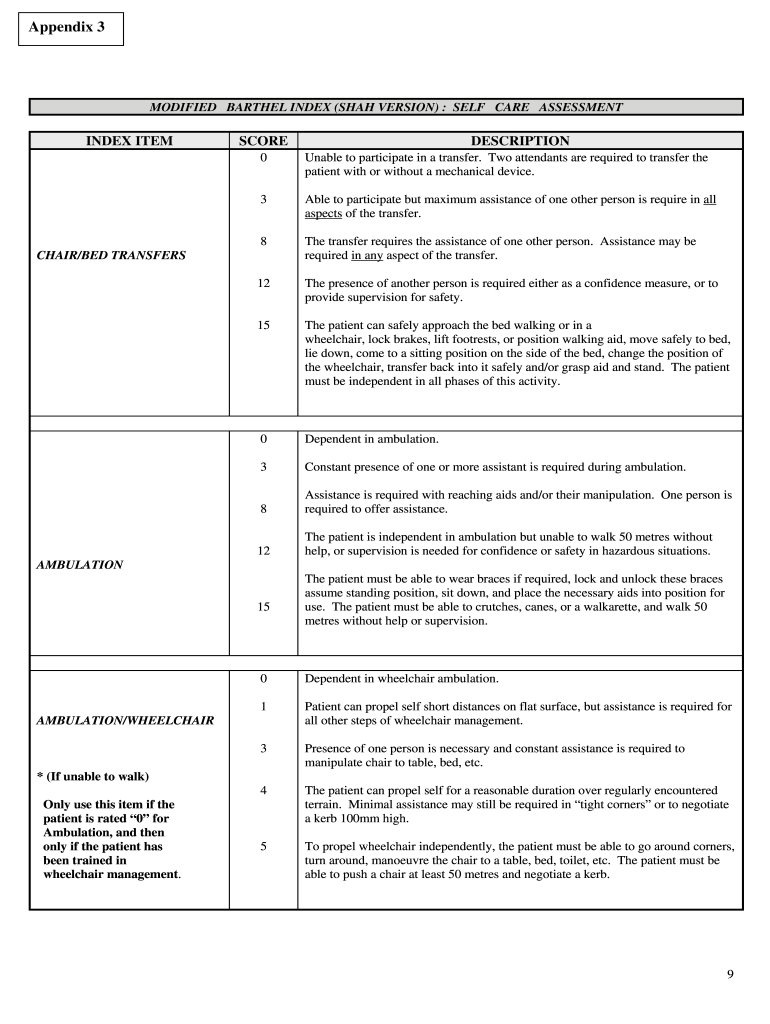 Modified Barthel Index PDF  Form