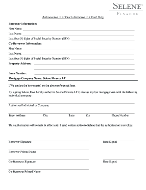 Selene Finance Third Party Authorization  Form