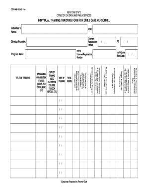 Training Tracking Form