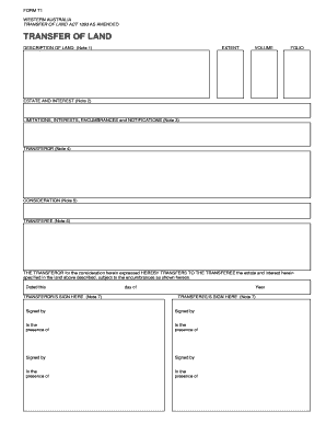 Transfer of Land Form Wa