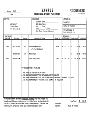 Schenker Commercial Invoice Ismrm  Form