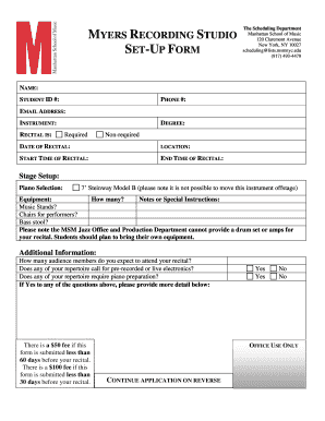 Recording Studio Log Sheet Template  Form