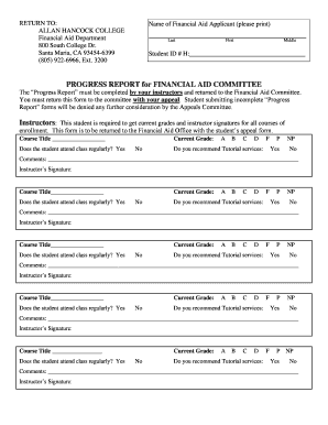 Progress Report Form Allan Hancock College Hancockcollege