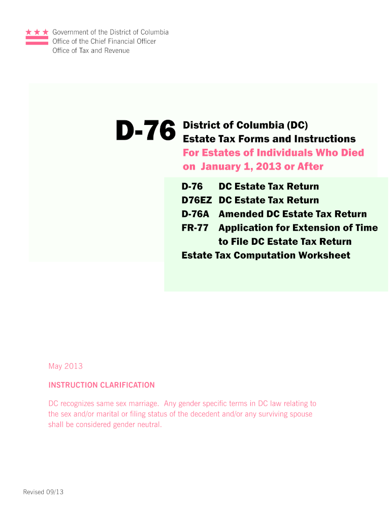 Dc Estate Tax Return  Form