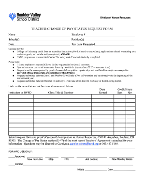 Teacher Change of Pay Status Request Form Boulder Valley School Bvsd