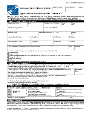 Do Baltimore County Magnet Schools Accept Transfers Form