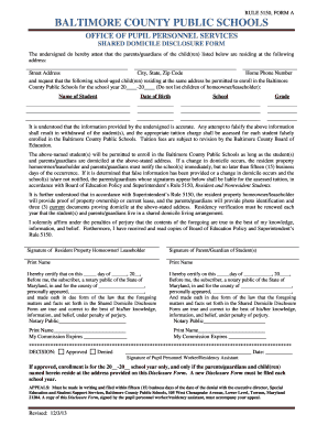 Bcps Rule 5150  Form