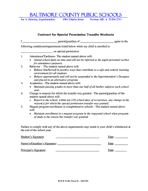 RULE 5140 Form B Baltimore County Public Schools Bcps