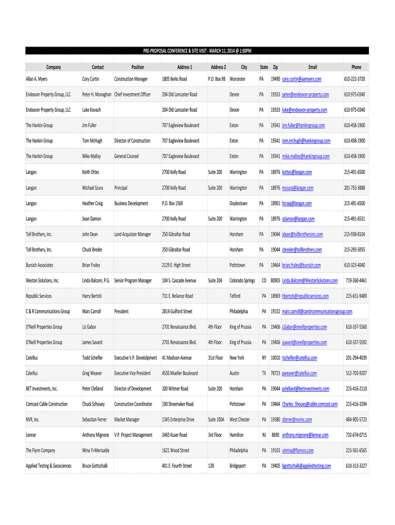 Conference Attendee List PDF  Form
