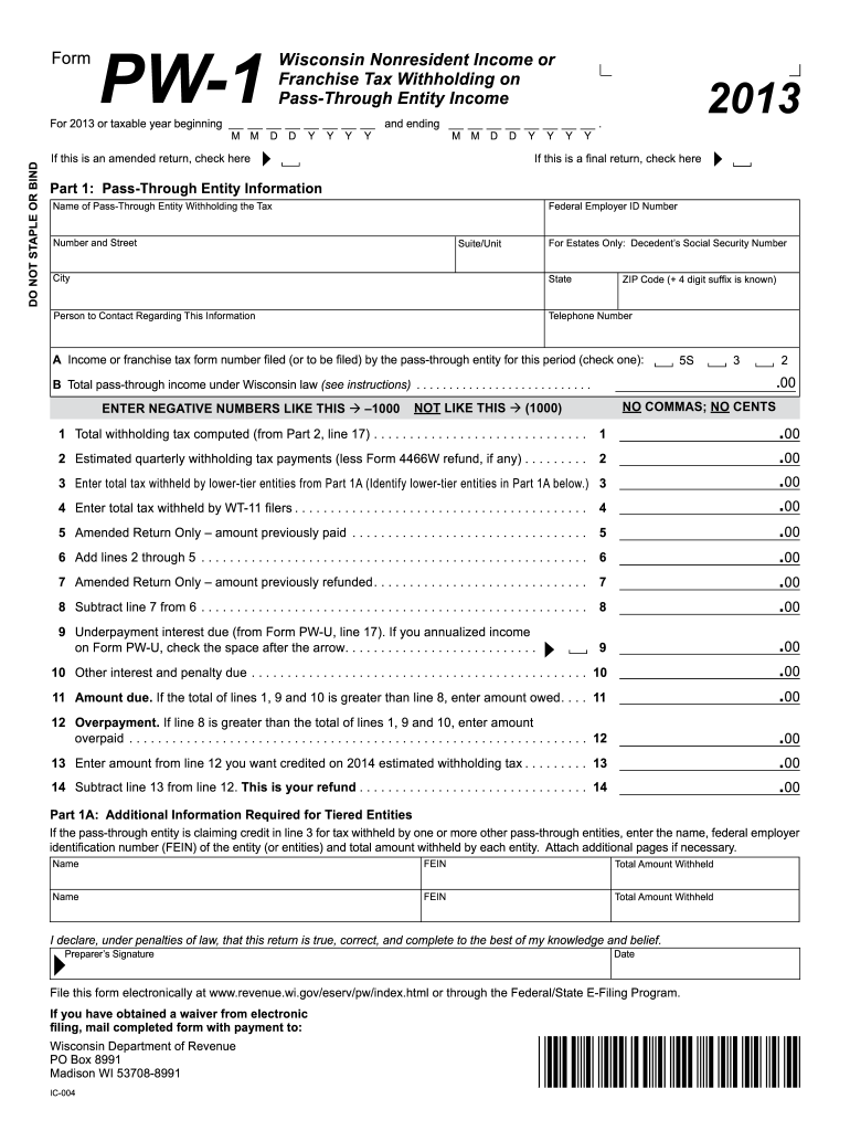 Get and Sign Wisconsin Form Pw 1 2018-2022