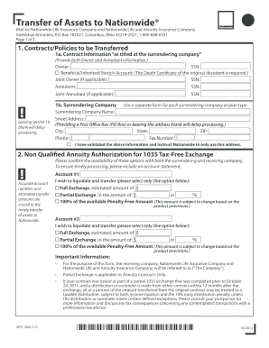 Transfer of Assets to Nationwide for Financial Advisors  Form