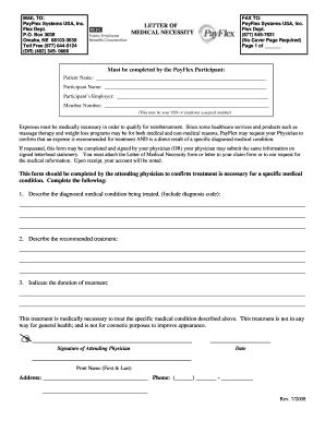  Payflex Letter of Medical Necessity 2008