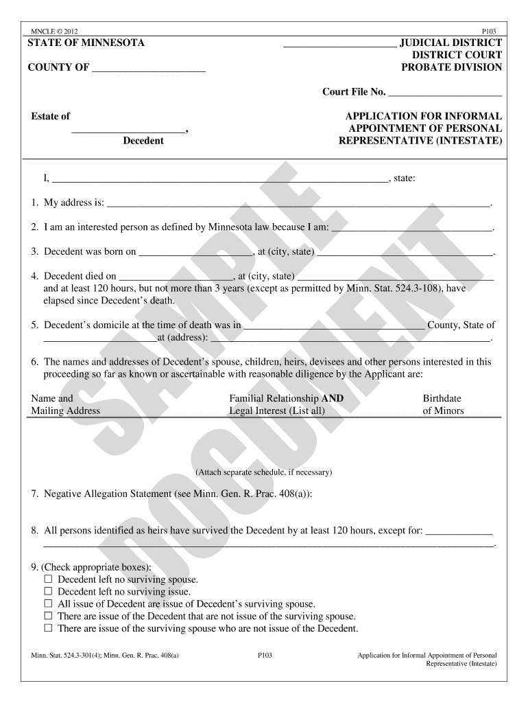 Minnesota Probate Forms