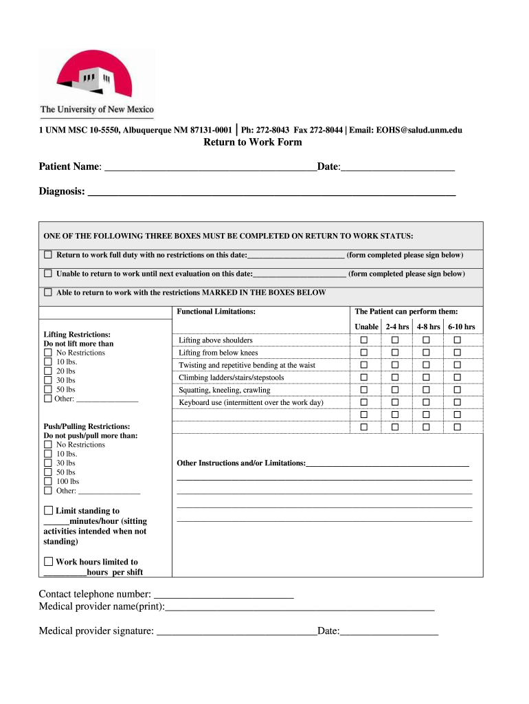 Get and Sign Unm Doctors Note  Form