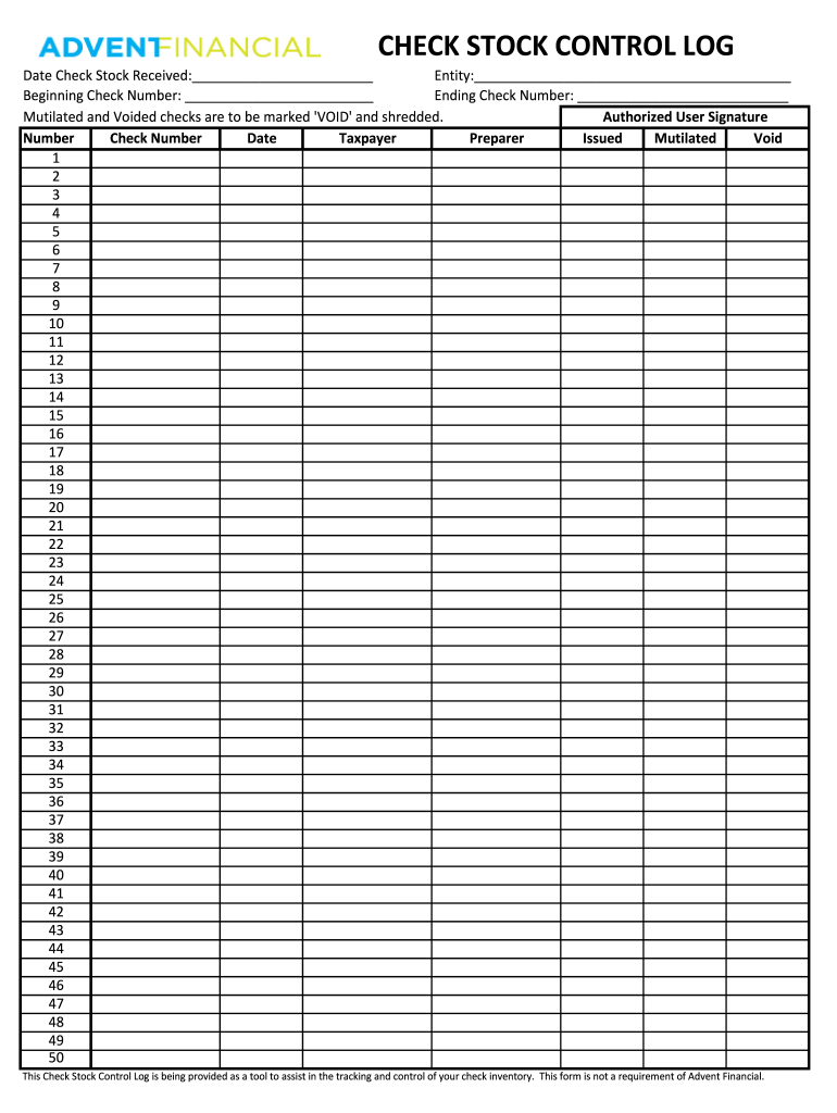 Check Log Template  Form