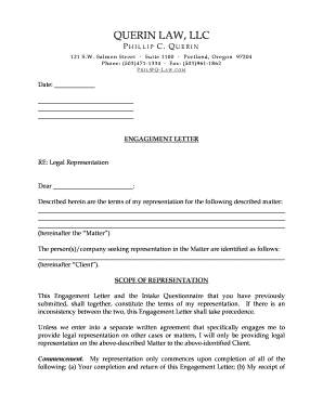 Lawyer Engagement Letter Sample  Form