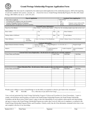 Grand Portage Scholarship Program Application Form